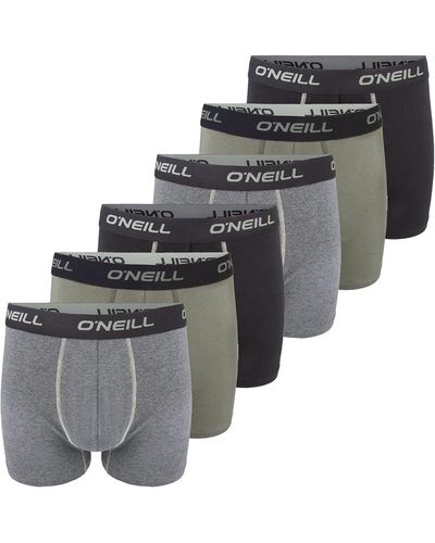 O'neill Sportswear Boxer Shorts Plain Sports Boxer M L Xl Xxl 95% Cotton Trunk Underwear Without Fly Pack Of 6 Black Red Blue - Grey