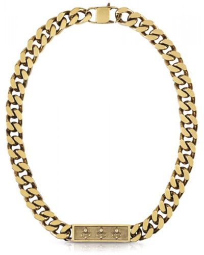 Guess Jewelly Man Necklace / 11 Mm Curb 4dc Frame / Umn70003 - Metallic