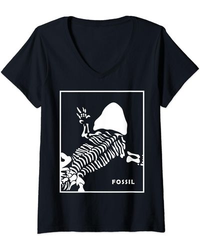 Fossil E/squelette T-Shirt avec Col en V - Noir