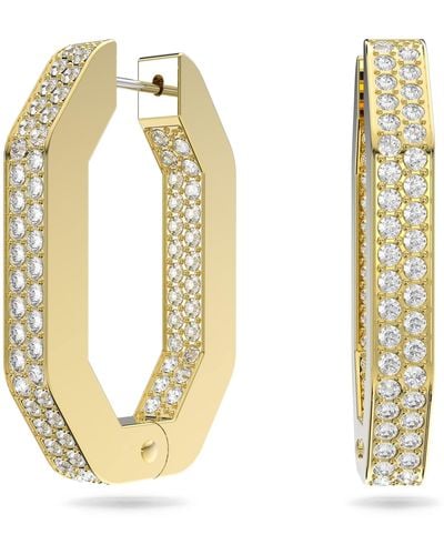 Swarovski Dextera Hoop Earrings With White Crystals In Pavé On Rose Gold-tone Plated Setting - Metallic