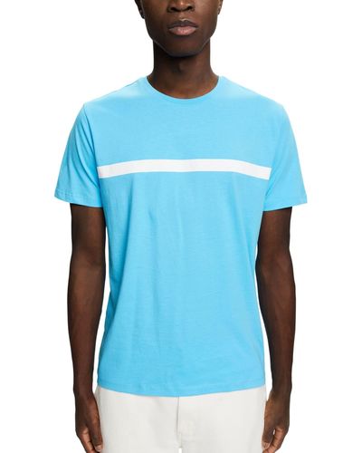 Esprit Baumwoll-T-Shirt mit Kontraststreifen - Blau