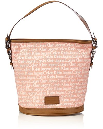 Calvin Klein CORE LOGO BUCKET BAG J6EJ600116 Schultertaschen 34x29x22 cm - Pink