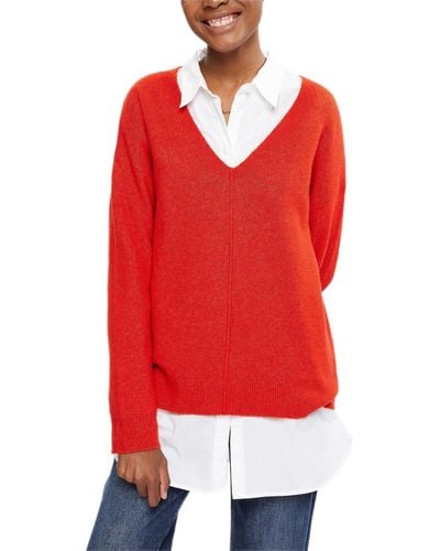 Esprit Mit Wolle: Flauschiger Pullover - Rot