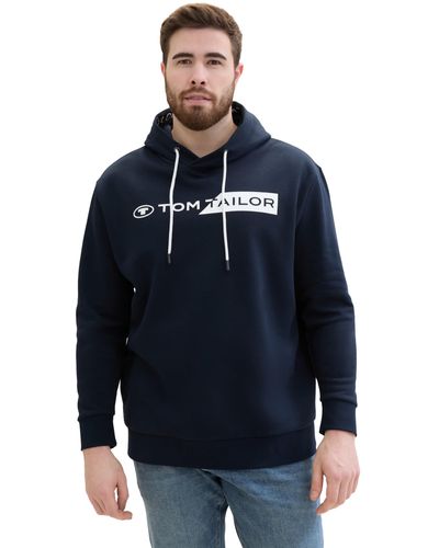 Tom Tailor Plussize Hoodie Sweatshirt mit Logo-Print - Blau