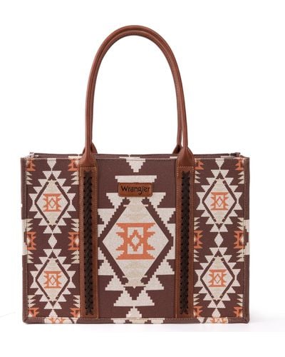 Wrangler Aztec Tote Bag For Boho Shoulder Purses And Handbags - Brown
