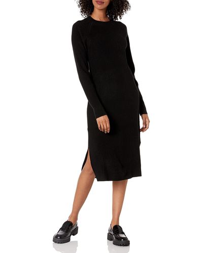 The Drop Renata Rib Slounge Midi Dress - Black