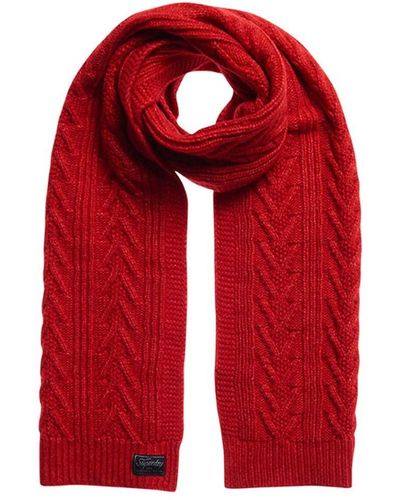 Superdry S Cable LUX Knitted Scarf - Rot