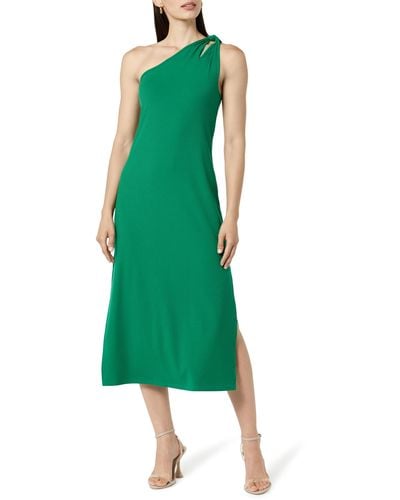 The Drop Mickey Loose-fit One-shoulder Cutout Rib Knit Maxi Dress - Green