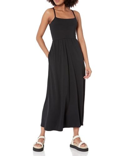 Amazon Essentials Fit & Flare Jersey Midi Jersey Dress - Black