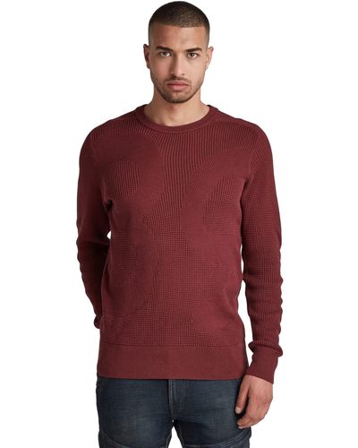 G-Star RAW Logo Structure Sweater - Rood