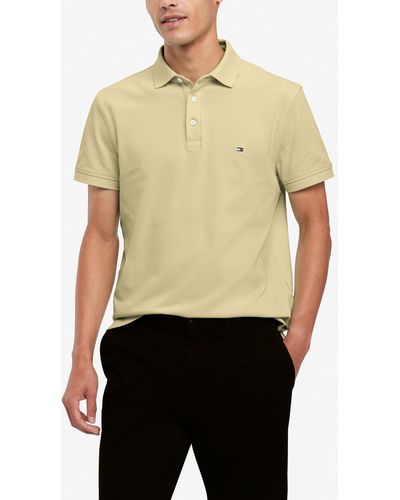 Tommy Hilfiger Short Sleeve Polo Shirts Slim Fit With Stretch - Natural