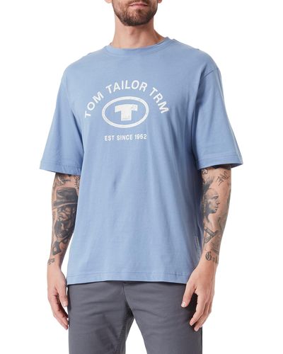 Tom Tailor Relaxed Fit T-Shirt mit Logo-Print 1035618 - Blau