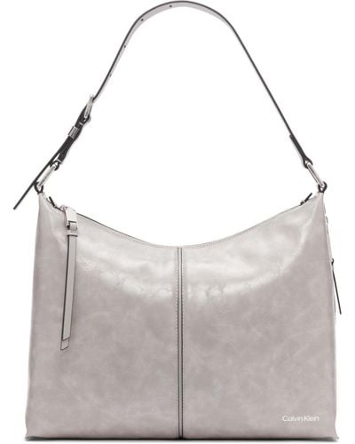 Calvin Klein Max Top Zip Hobo Shoulder Bag - Gray