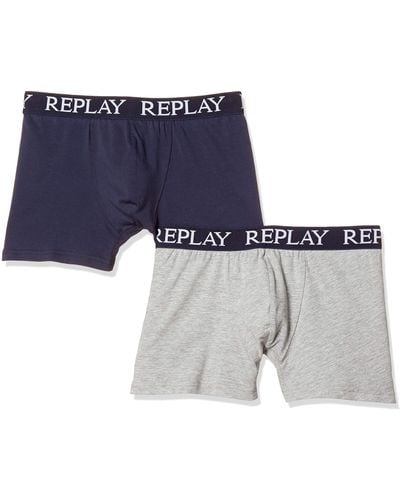 Replay Basic Cuff Logo 2pz Boxer Shorts - White