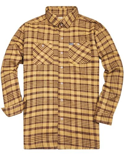 Wrangler Big And Tall Flannel Shirt For – S Button Down Plaid - Brown