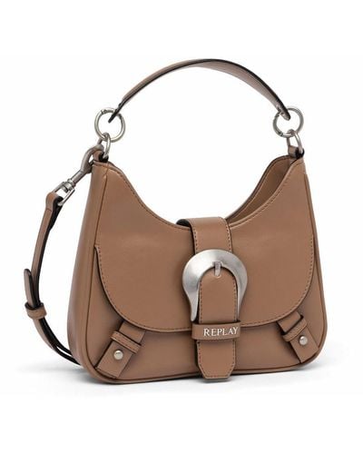 Replay Women's Shoulder Bag Made Of Faux Leather - Brown