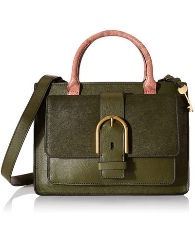 Fossil Allie Leather Satchel Purse Handbag - Green