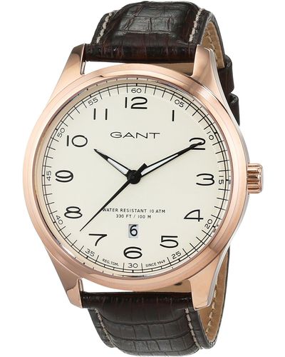 GANT TIME Analog Quarz Uhr mit Leder Armband W71303 - Mehrfarbig