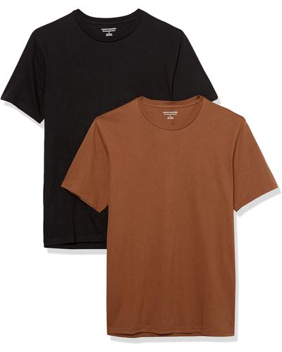 Amazon Essentials Camiseta de Cuello a la Caja de ga Corta y Ajuste Entallado Hombre - Marrón