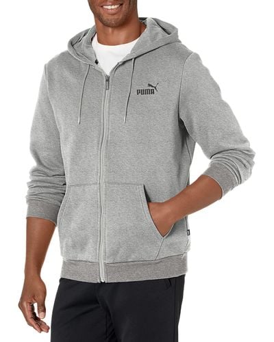 PUMA Essentials Full Zip Fleece Hoodie Hooded Sweatshirt - Gray