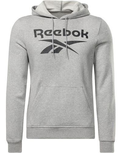 Reebok Identity French Terry Logo Pullover Hoodie Sweatshirt - Grey