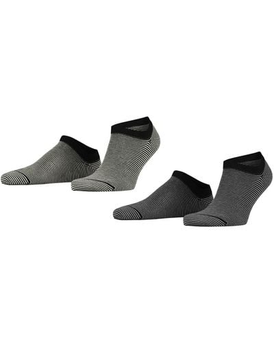 Esprit Fine Stripe 2-Pack Nachhaltige biologische Baumwolle kurz Gemustert 2 Paar Sneakersocken - Schwarz