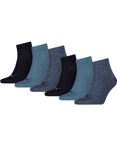 PUMA Unisex Quarter Sportsocken Kurzsocken Socken 271080001 6 Paar - Blau
