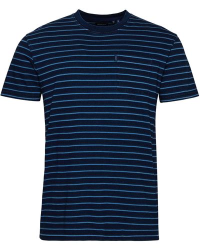 Superdry Vintage Indigo Streifen T-Shirt - Blau