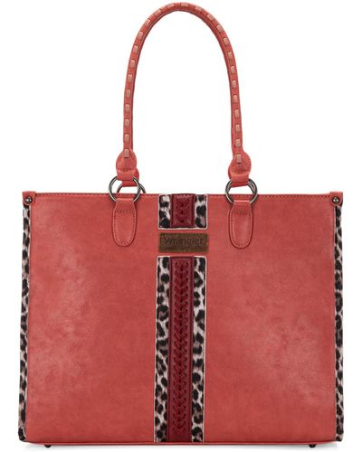 Wrangler Leopard Tote Bag For Western Top Handle Hobo Purse Large Handbags - Red