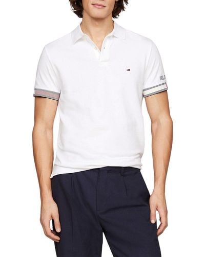 Tommy Hilfiger Polo ches Courtes Slim - Blanc