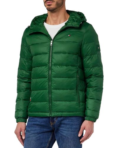Tommy Hilfiger Hombre Chaqueta Quilted Hooded Jacket Abrigo de Invierno - Verde