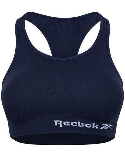Reebok Top Corto sin Costuras Damen Marineblau | Fitness-BH Mit Feuchtigkeitsableitungstechnologie Sujetador de Entrenamiento - Azul