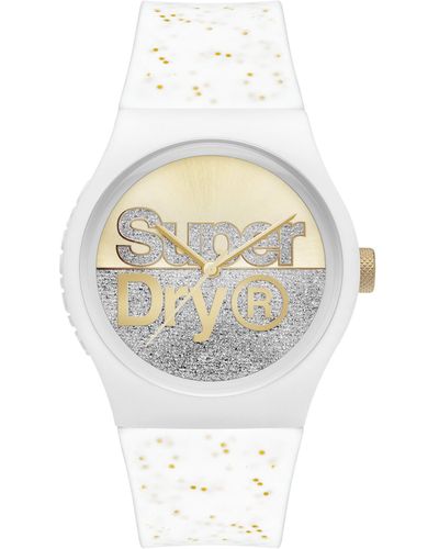Superdry Analog Quarz Uhr mit Silicone Armband SYL273W - Weiß