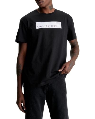Calvin Klein Hyper Real Box Logo Tee S/S T-Shirts - Schwarz