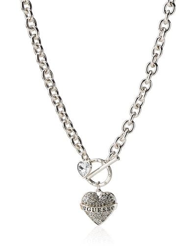 Guess Toggle Logo Charm Necklace - Metallic