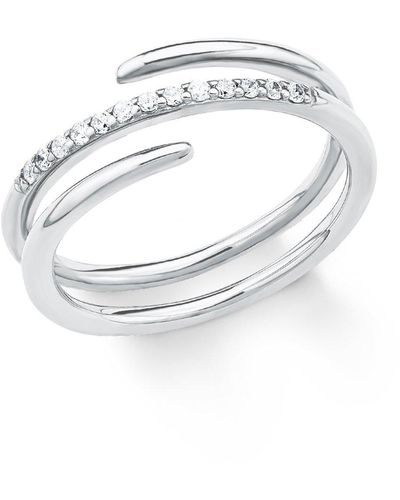 S.oliver Ring 925 Silber rhodiniert Zirkonia weiß Gr. 58 - Mettallic