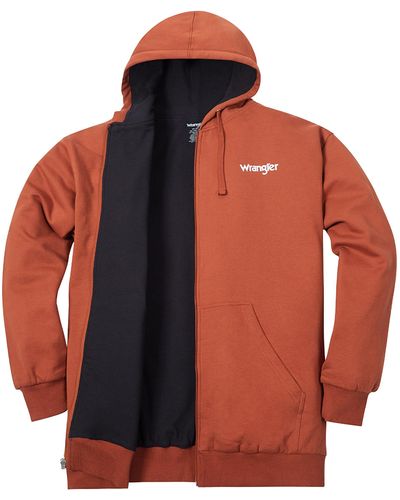 Wrangler Hoodies Big and Tall Thermal Lined Hoodies für Zip Up Sweatshirt - Rot