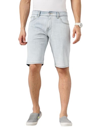 Celio* Uomini Blu Solido Regular Fit Cotone Knit Casual Shorts