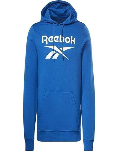 Reebok Identity Fleece Gestapeld Logo Pullover Lange Mouw Grafisch Sweatshirt - Blauw