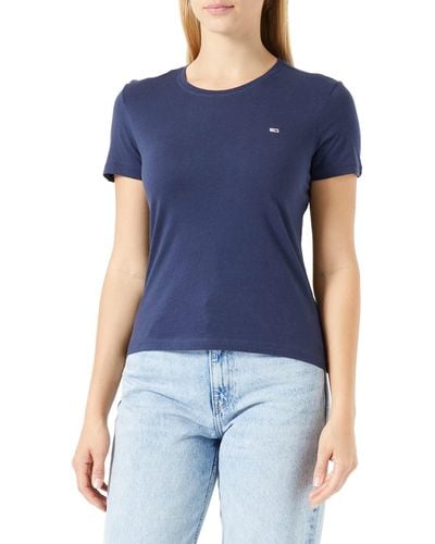 Tommy Hilfiger Tommy Jeans T-Shirt ches Courtes TJW Soft Encolure Ronde - Bleu