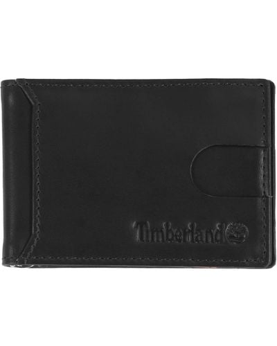 Timberland Slim Leather Front Pocket Credit Card Holder Wallet - Black