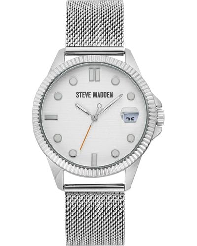 Steve Madden Date Function Mesh Bracelet Watch - Grey