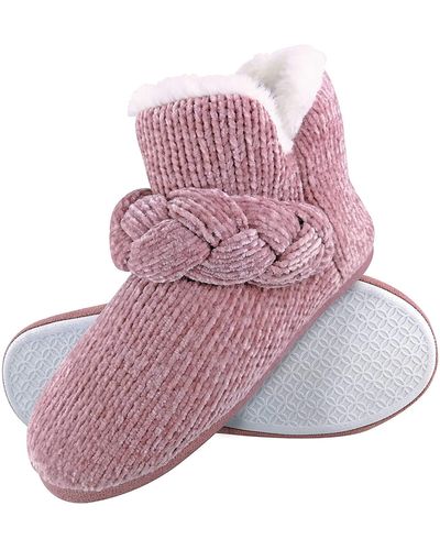 Dunlop Winter Warm Plüsch Hausschuhe Boots Stiefel mit Feste Sohle - Mehrfarbig