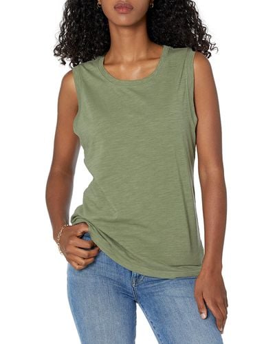 The Drop Nicole Camiseta sin mangas de estilo gimnasio de cuello redondo para Mujer - Verde