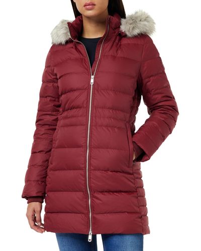 Tommy Hilfiger Mujer Abrigo de plumas Down Coat With Fur invierno - Rojo