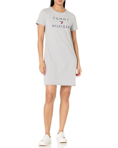 Tommy Hilfiger T-shirt Short Sleeve Cotton Summer Dresses Casual - White