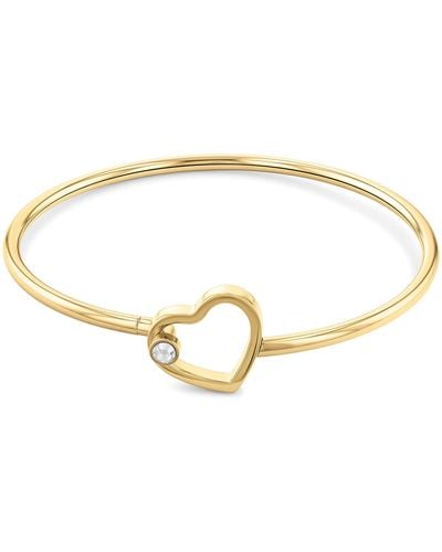 Tommy Hilfiger Jewelry 2780755 Gold Plated With Crystal Hearts Bangle - Black