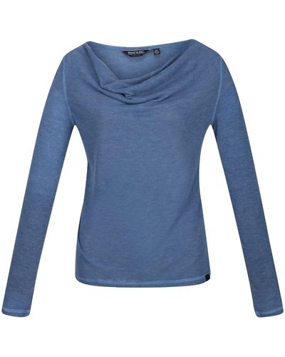 Regatta Frayda T-shirt léger à manches longues et col bénitier pour femme - Bleu