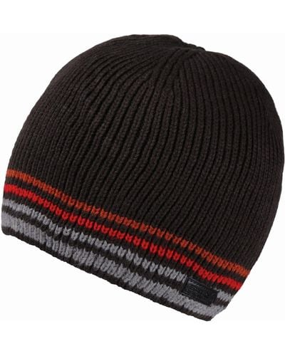 Regatta Mens Balton Warm Winter Fleece Lined Knitted Beanie Hat - Black