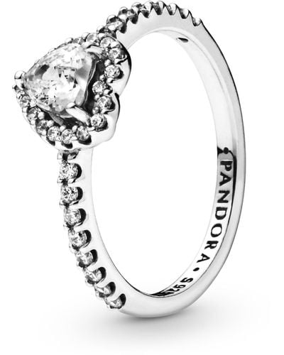 PANDORA Ring Heart Sterling Silver Ring wih Size 60 [W] - Mettallic